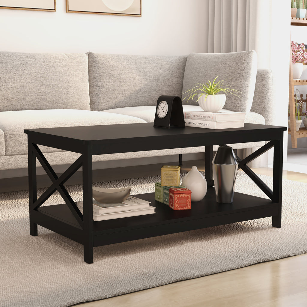 Leoglint Coffee Table Oxford End Table-Black Color