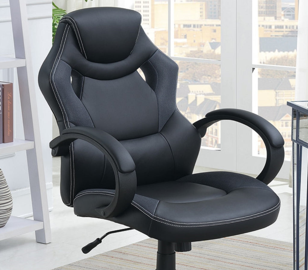 Leoglint Office Chair Upholstered 1pc Cushioned Comfort Chair Relax Gaming Office Work Black Color