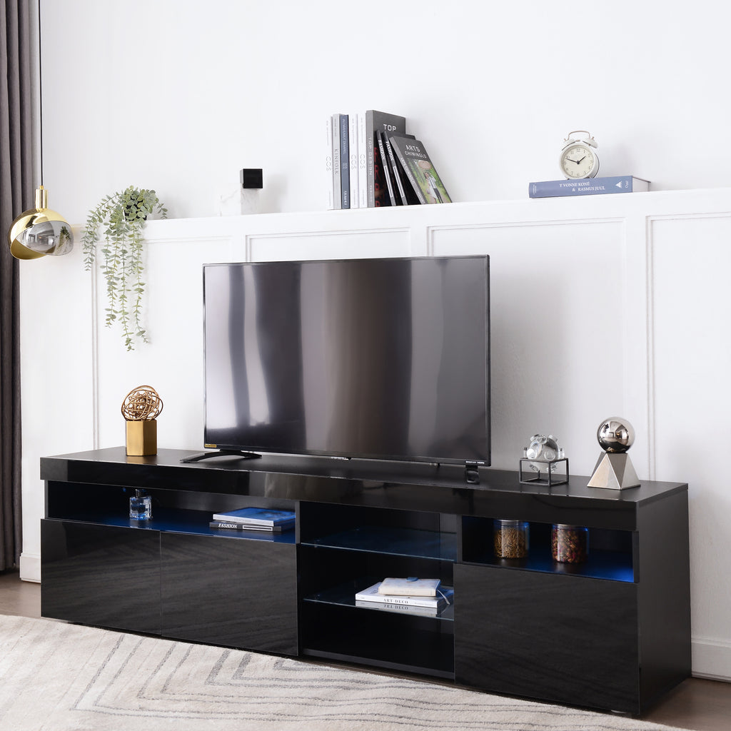 Leoglint Modern Design TV Stands for TVs up to 80'', LED Light Entertainment Center, Media Console with Multi-Functional Storage, TV cabinet for Living room,Bedroom, Home Theatre