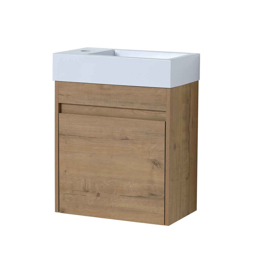 Leoglint 18'' Floating Wall-Mounted Bathroom Vanity with White Resin Sink & Soft-Close Cabinet Door