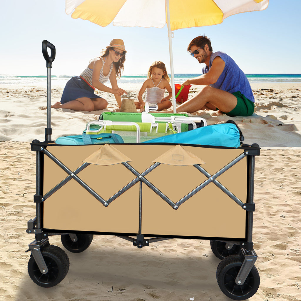 Leoglint Garden cart Collapsible Folding Wagon, Push Pull Foldable Beach Wagon Cart