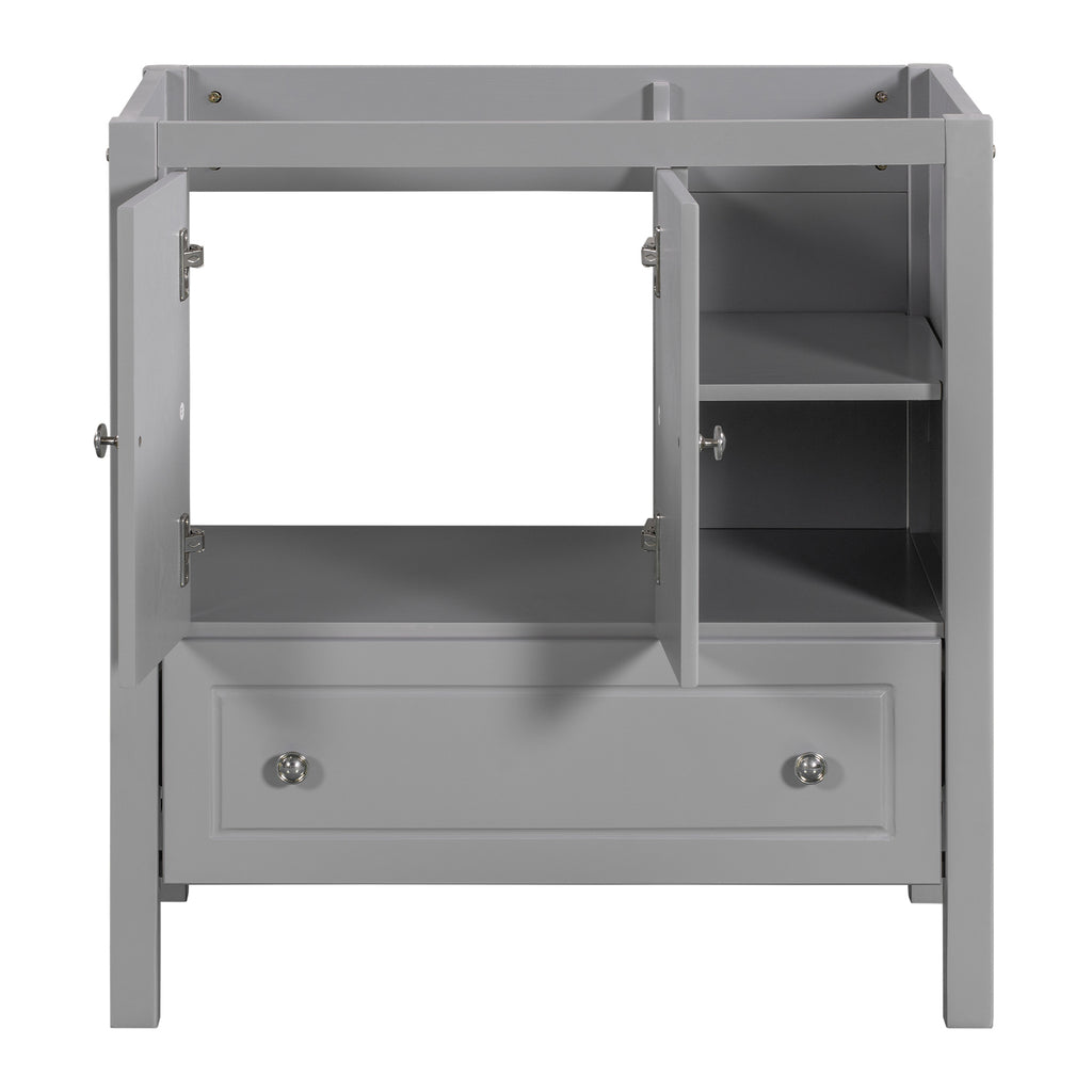 Leoglint 30" Bathroom Vanity Base Only, Solid Wood Frame, Bathroom Storage Cabinet with Doors and Drawers, Grey