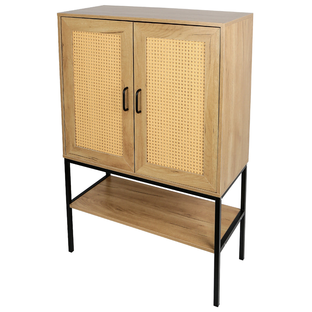 Leoglint 31.5 inch Wide 2 Rattan Doors Free Standing Sideboard  Storage Cabinet with One Open Bottom Shelf for  Kitchen Dinning Room Living Room, Natural Color