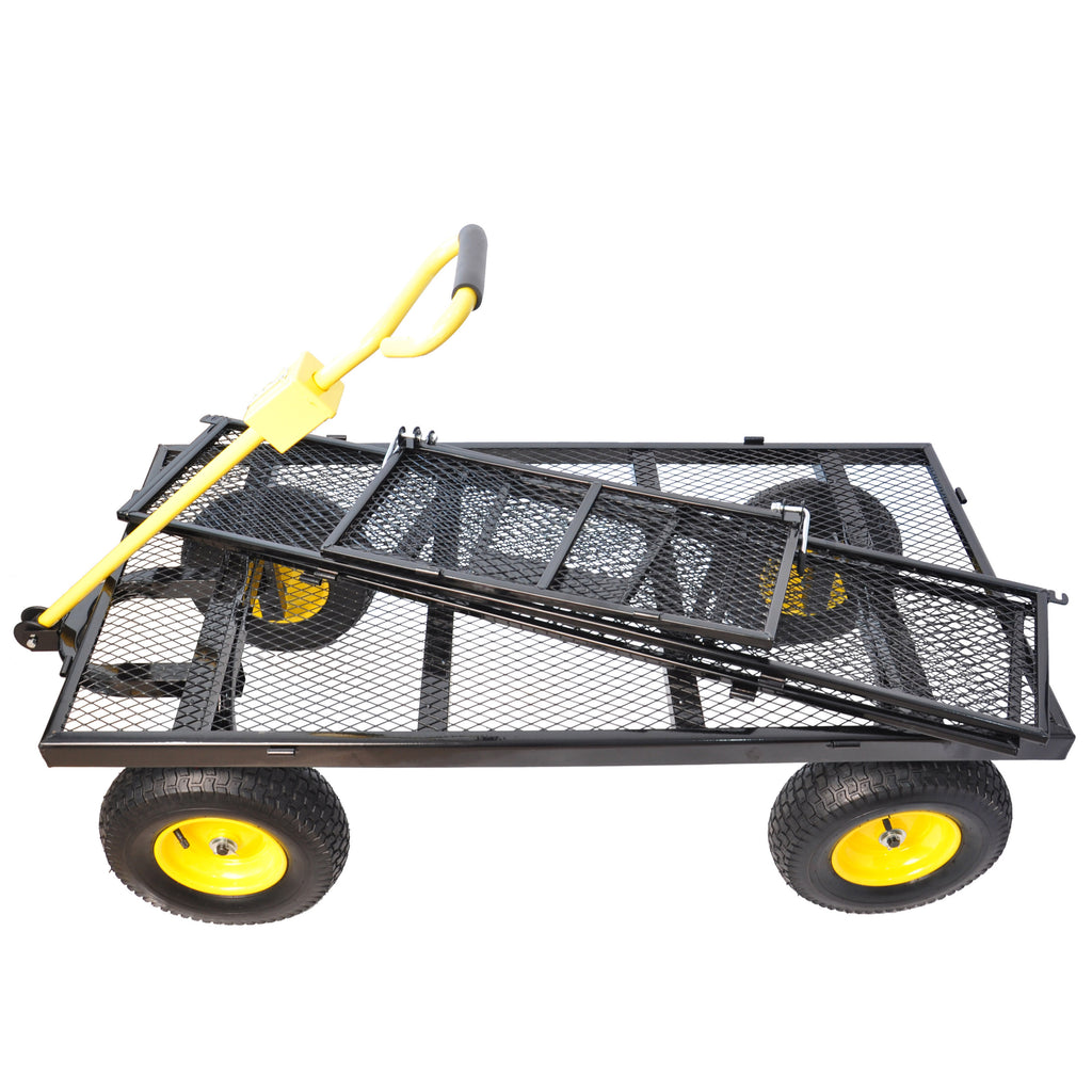 Leoglint BIG  Wagon Cart Garden cart trucks make it easier to transport firewood Yellow+Black Maximum static load is 880 lbs.