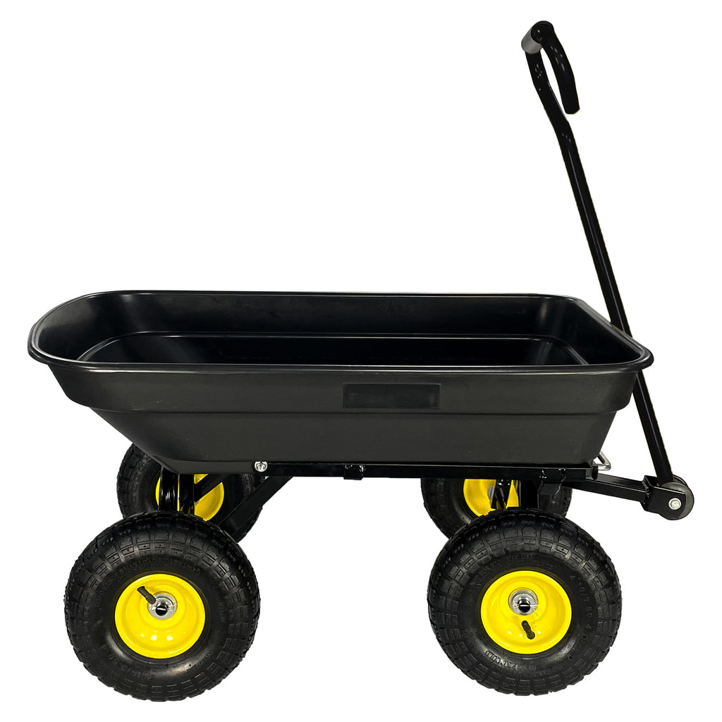 Leoglint Garden cart Folding car Poly Garden dump truck with steel frame, 10 inches. Pneumatic tire, 300 lb capacity body 75L