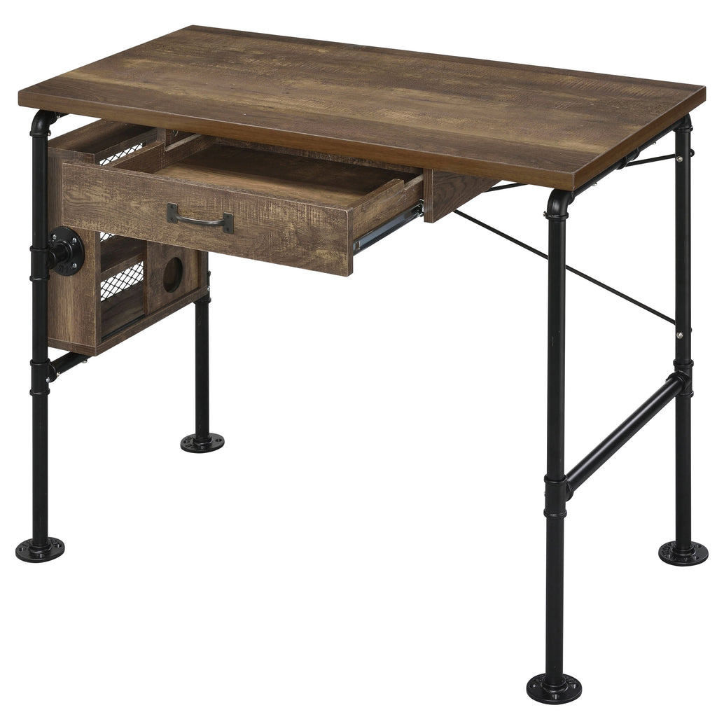 Leoglint Weathered Oak and Black 1-drawer Writing Office Desk