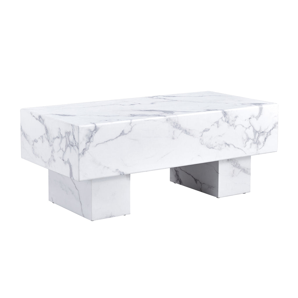 Leoglint The white coffee table has patterns. Modern rectangular table, suitable for living rooms and apartments. 43.3"*21.6"*17.2"