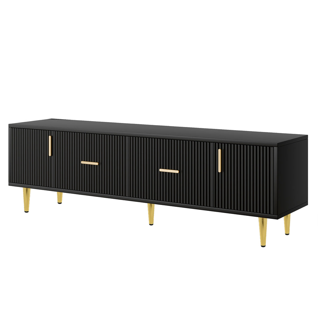 Leoglint U-Can Modern TV Stand with 5 Champagne Legs - Durable, Stylish and Spacious, TVs Up to 75''