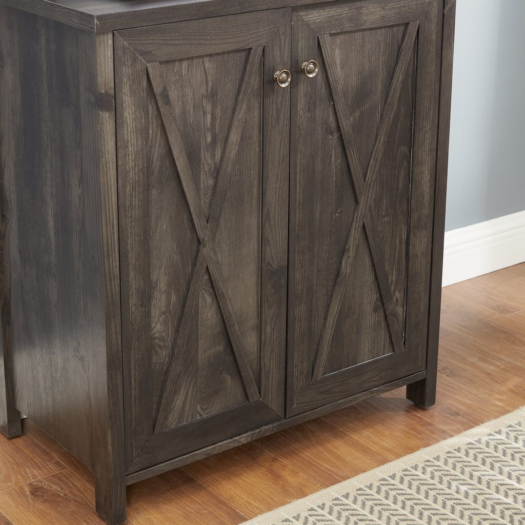 Leoglint Sideboard Coffee Bar Cabinet Kitchen Cabinet with Microwave Stand Metal Frame Side Home Source Bar Cabinet Cabinet and Hollow out Barn Design Wood Cabinet L26.77''*W15.75''*H67.32'' Charcoal Gray