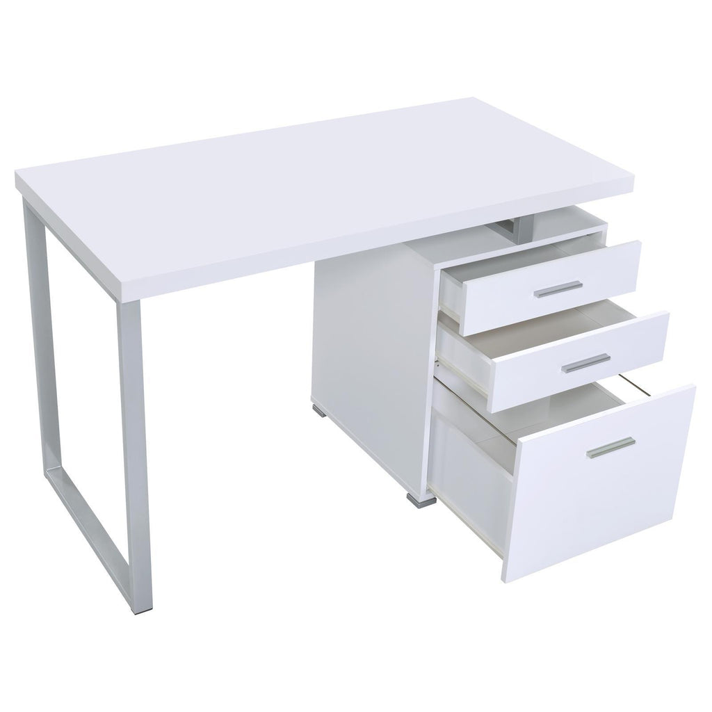 Leoglint White 3-drawer Reversible Office Desk