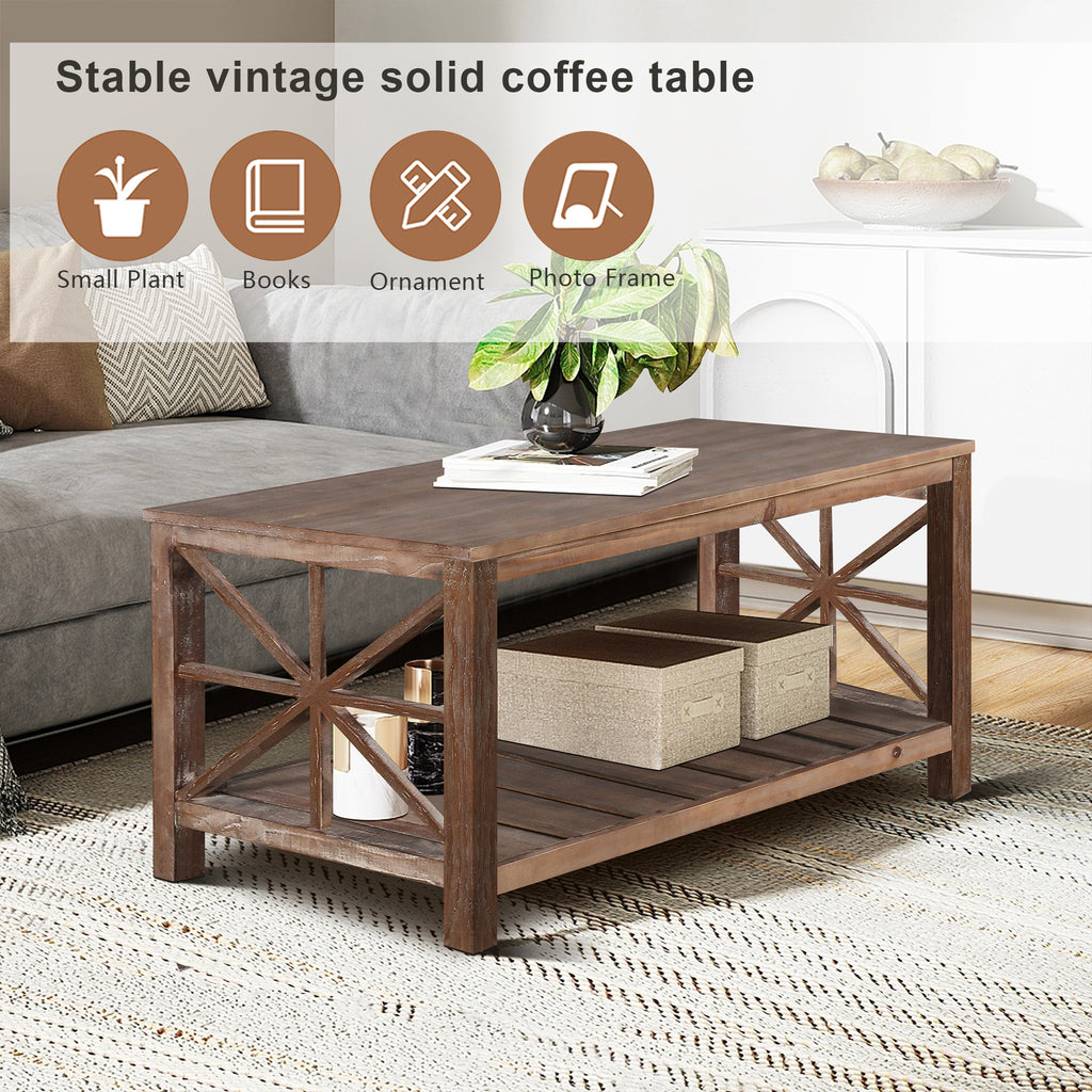 Leoglint 52''W  Handcrafted Coffee Table In Front Of The Sofa Or Loveseat For Living Room(Brwon)