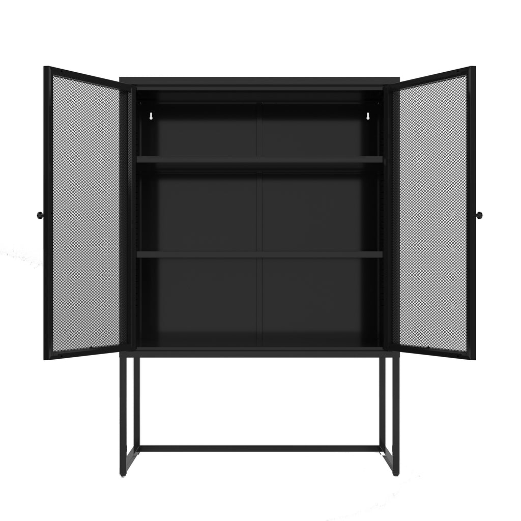 Leoglint Black Storage Cabinet with Doors, Modern Black Accent Cabinet, Free Standing Cabinet, Buffet Sideboards for Bedroom, Kitchen,Home Office