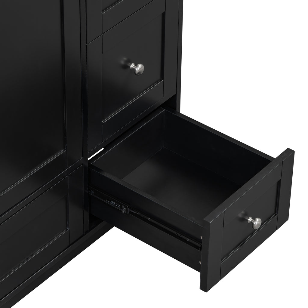 Leoglint [Cabinet Only] 36" Bathroom Vanity-Black (Sink not included)