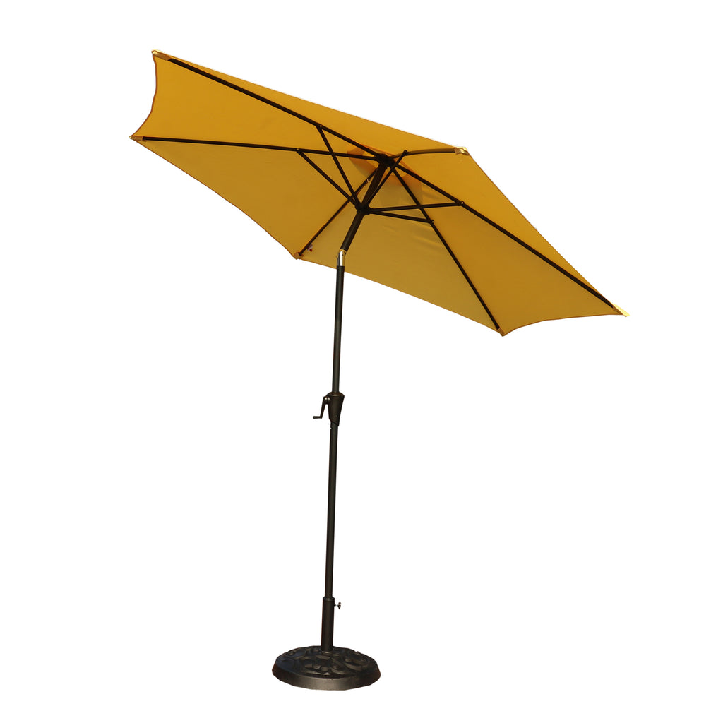 Leoglint 8.8 feet Aluminum Patio Outdoor Umbrella, Patio Umbrella, Market Umbrella with 33 pounds Round Resin Umbrella Base, Push Button Tilt and Crank lift, Yellow