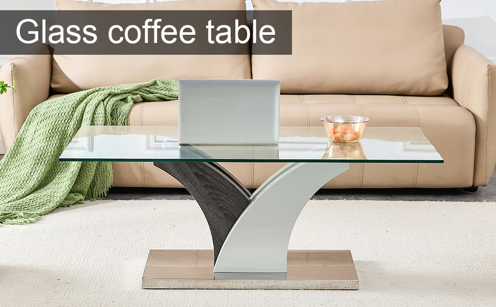 Leoglint Modern dining table,Tea Table.Coffee Table. Tempered glass countertop, and artistic MDF legs are perfect for hosting dinners, conferences, home, and office decorations.B-793