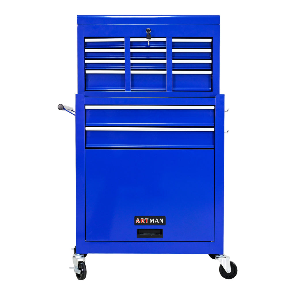 Leoglint High Capacity Rolling Tool Chest with Wheels and Drawers, 8-Drawer Tool Storage Cabinet--BLUE