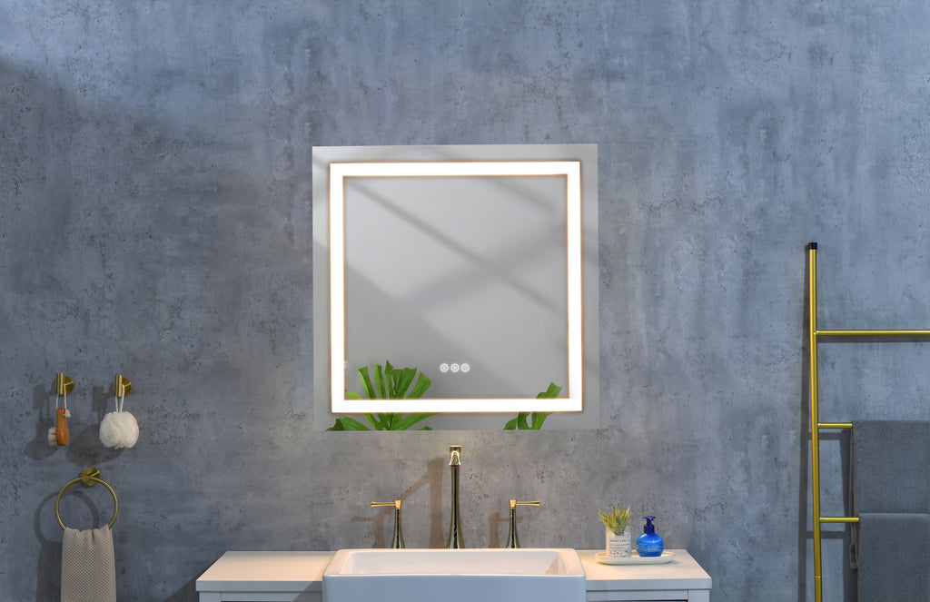 Leoglint LED Bathroom Mirror   "x   " with Front and Backlight, Large Dimmable Wall Mirrors with Anti-Fog, Memory, 3Colors, LED Vanity Mirror