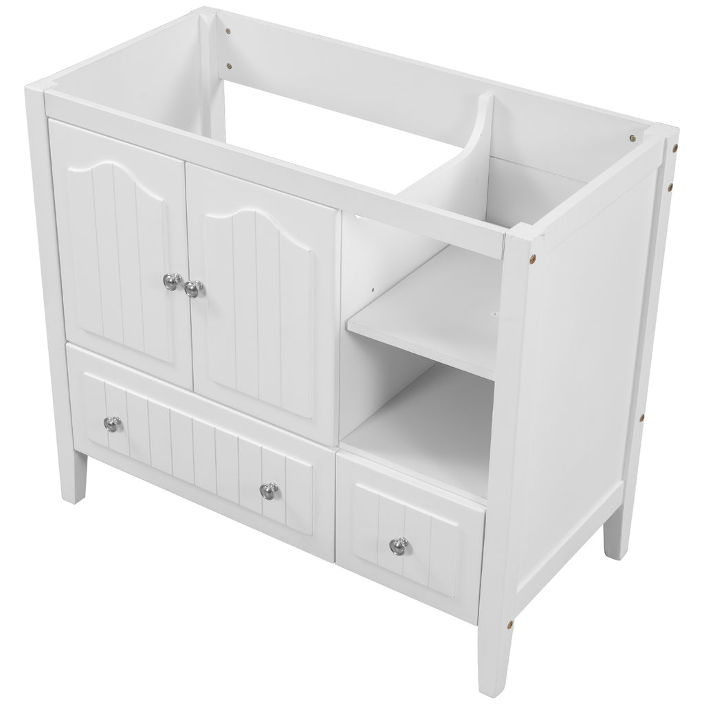 Leoglint 36" Bathroom Vanity Base Only, Solid Wood Frame and MDF Boards, White