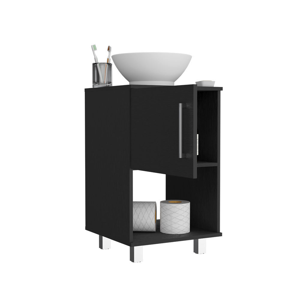 Leoglint Gouda 18" Single Bathroom Vanity, One Open Shelf, Single Door Cabinet -Black