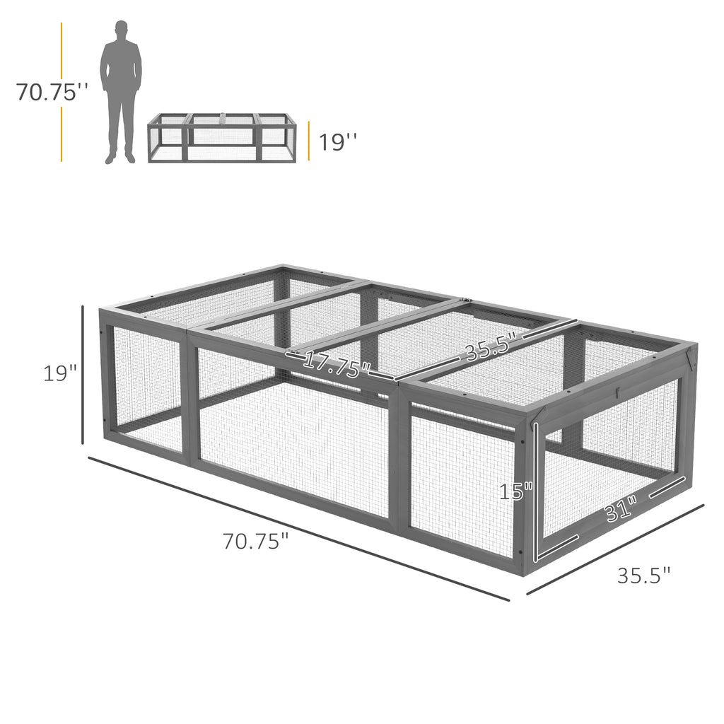 Leoglint Large Wooden Rabbit Hutch Bunny Hutch Small Animal Habitat Enclosure Outdoor Run and Lockable Doors, Gray