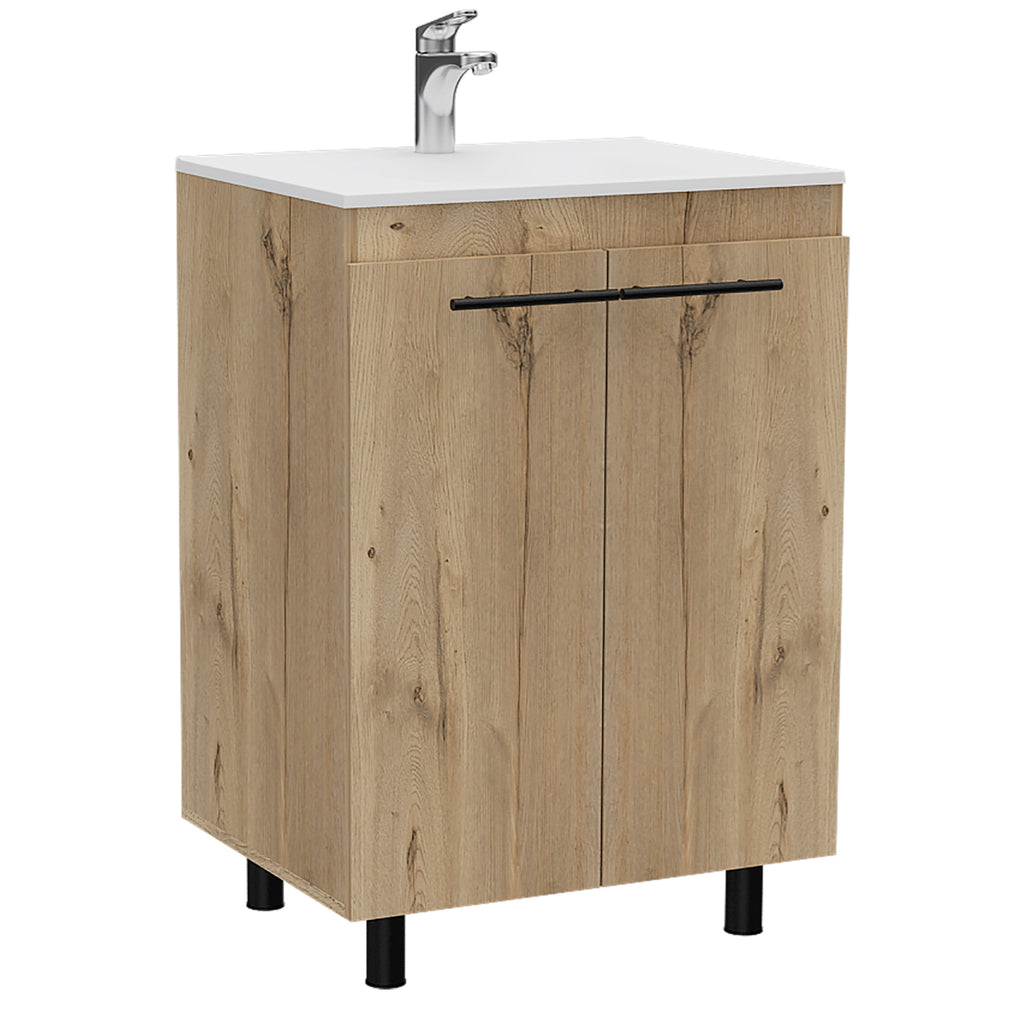 Leoglint Floor Cabinet Oxnard, Bathroom Vanity, Light Oak