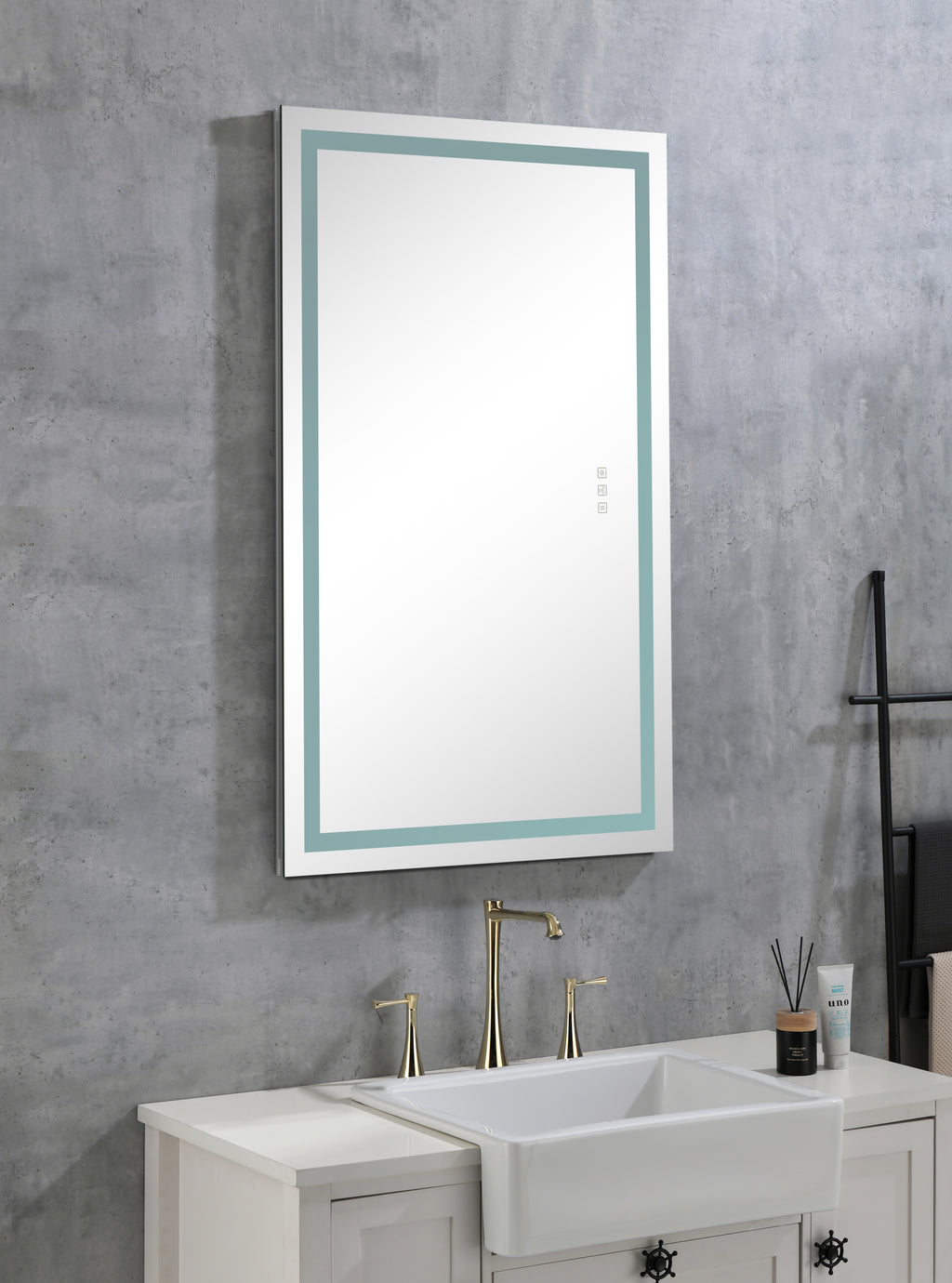 Leoglint 36*24 LED Lighted Bathroom Wall Mounted Mirror with High Lumen+Anti-Fog Separately Control+Dimmer Function