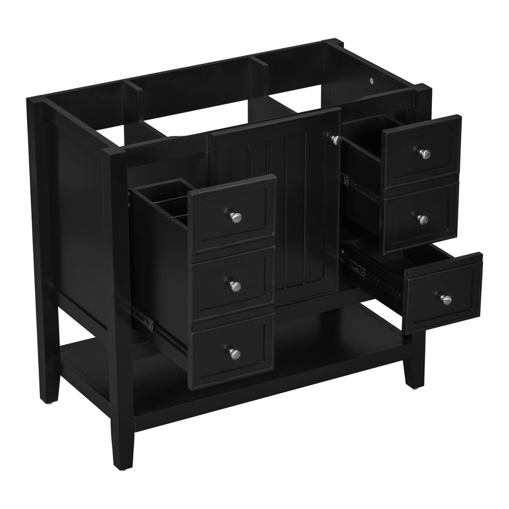 Leoglint 36" Bathroom Vanity without Sink, Cabinet Base Only, One Cabinet and three Drawers, Black