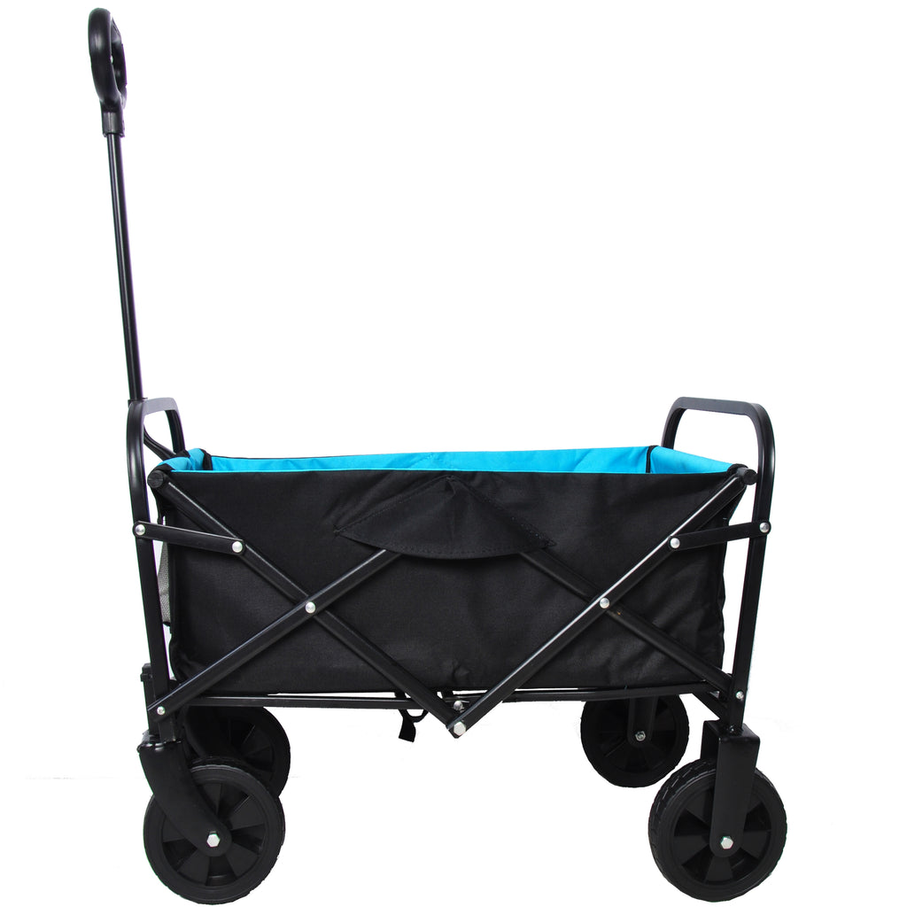 Leoglint Garden cart Mini Folding Wagon Garden Shopping Beach Cart (black+blue)