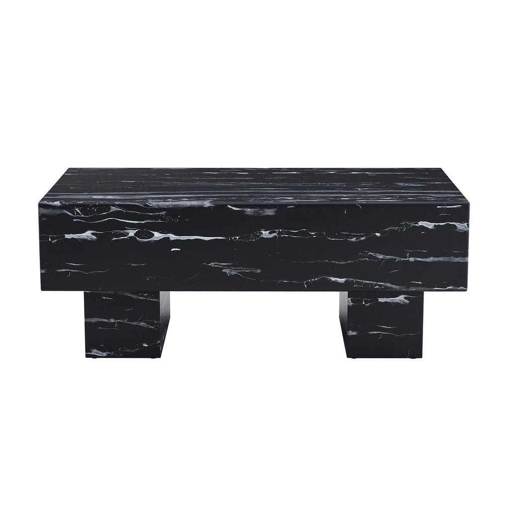 Leoglint The black coffee table has patterns. Modern rectangular table, suitable for living rooms and apartments. 43.3"*21.6"*17.2"