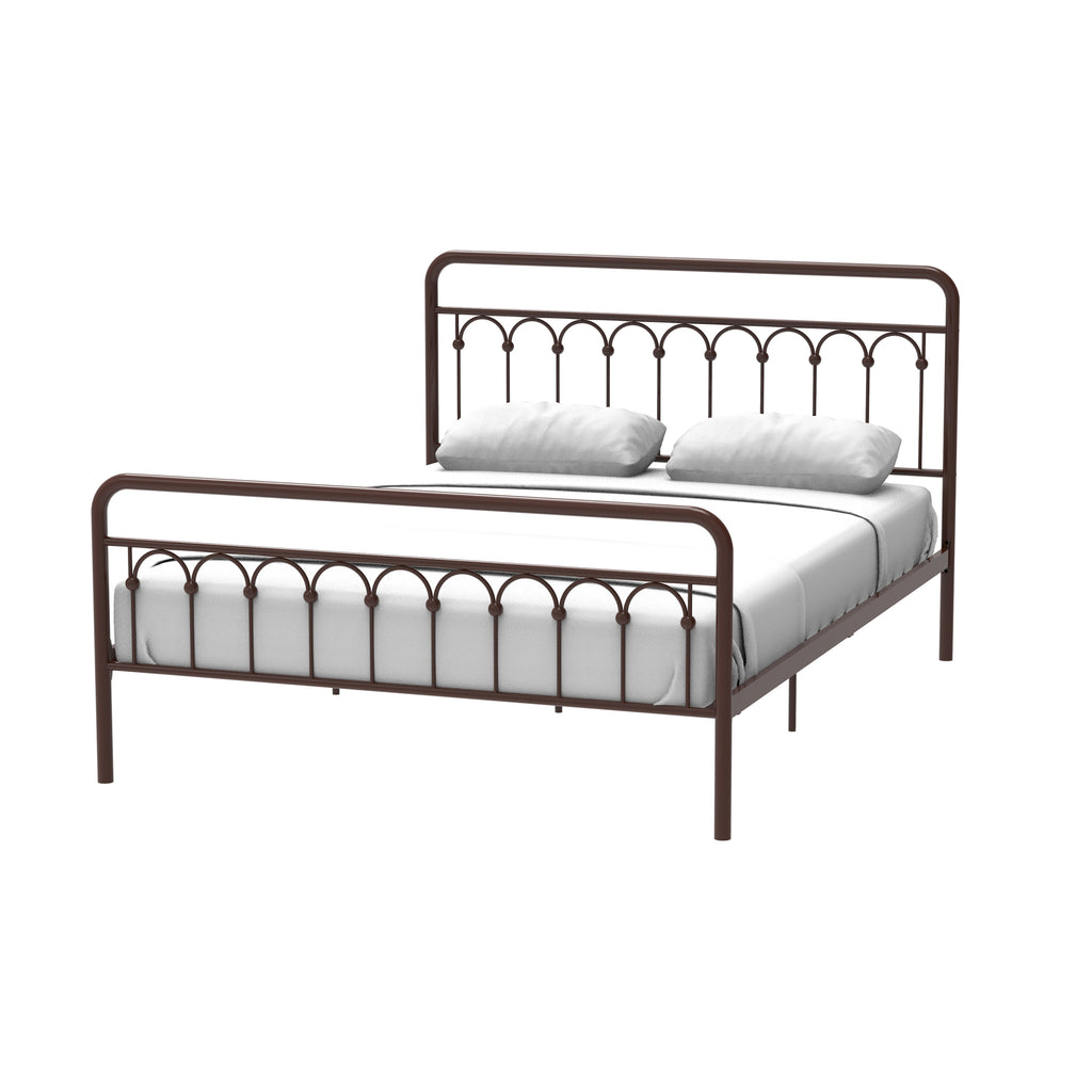 Tara Metal Bed Frame Queen, Antique Brown