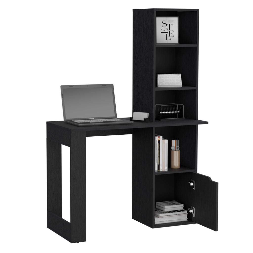 Leoglint Iowa Computer Office Desk with 1-Cabinet and 4-Tier Bookcase