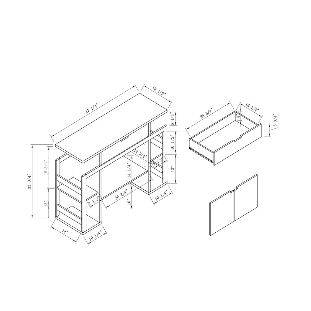 Leoglint Sideboard Modernize Kitchen Buffet Organizing Cabinet with 4 Shelves, White & Dark Taupe