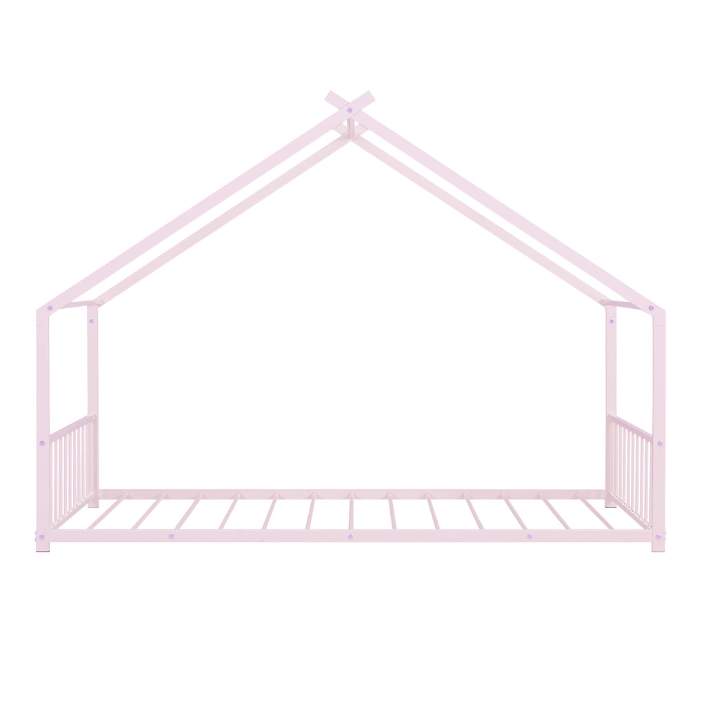 Leoglint Twin Size Metal House Bed Frame, Pink