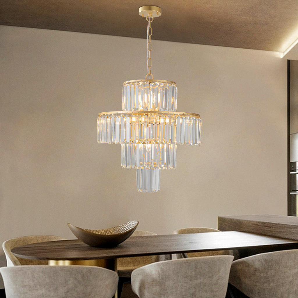 Leoglint Pendant Crystal Chandelier Modern Chandeliers Lights Fixture Hanging Pendant Light Fixture for Dining Room Bedroom Living Room Dia 19.7 Inch