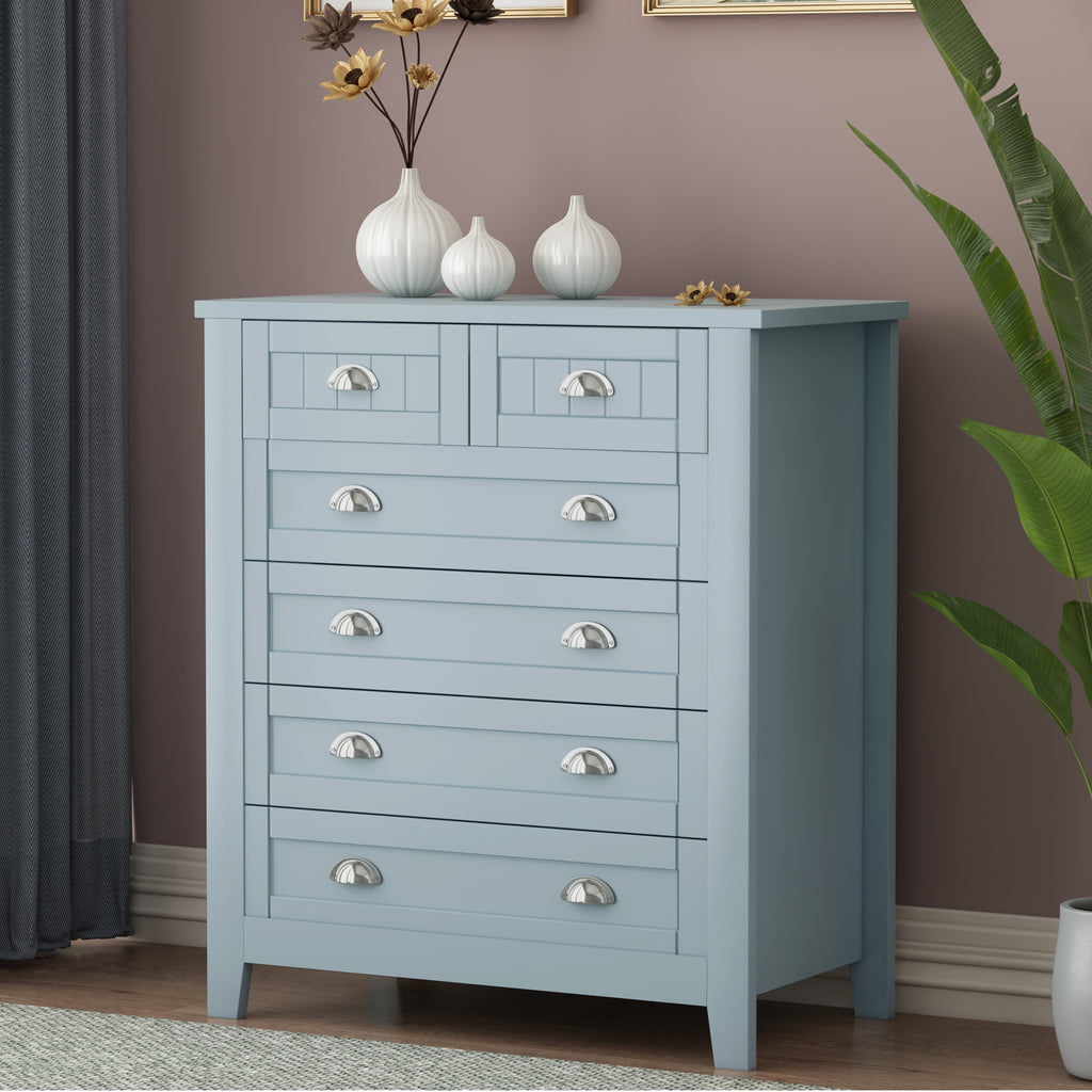 Leoglint Drawer Dresser BAR CABINET side cabinet,buffet sideboard,buffet service counter,solid wood frame,plasticdoor panel,retro shell handle,applicable to dining room,living room,kitchen corridorGrayish Blue