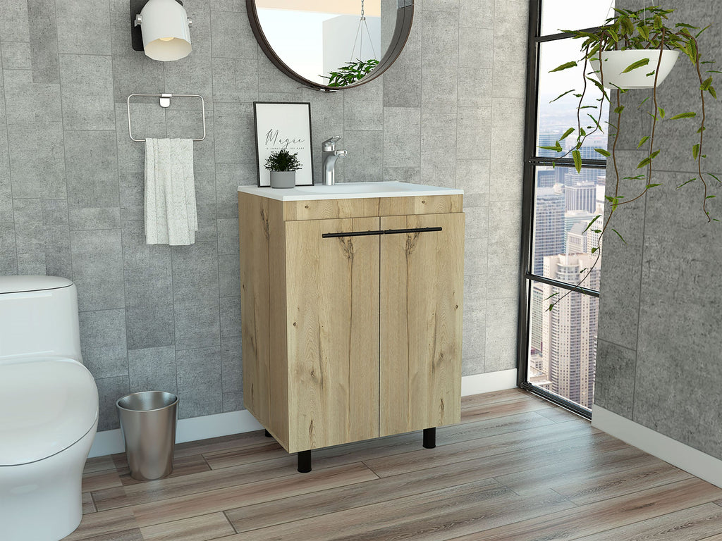 Leoglint Floor Cabinet Oxnard, Bathroom Vanity, Light Oak