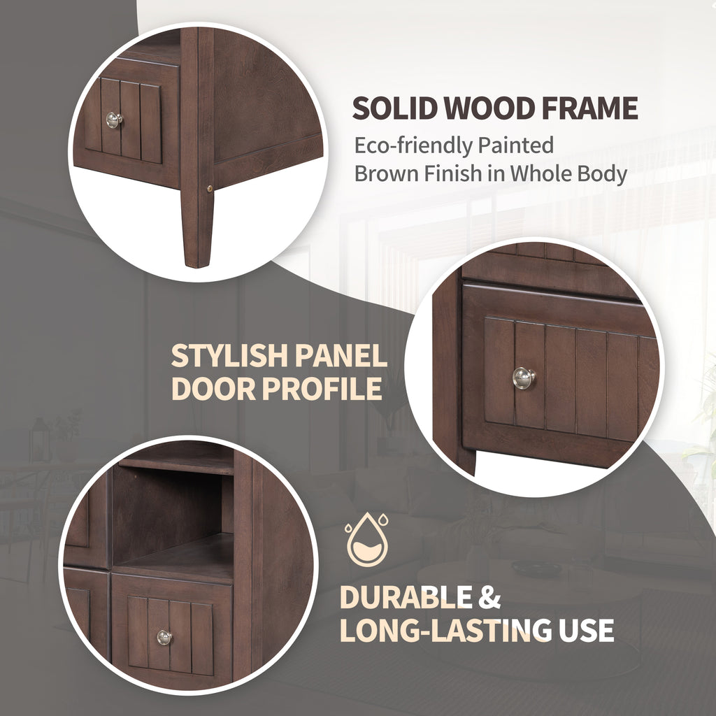 Leoglint 36" Bathroom Vanity Base Only, Solid Wood Frame and MDF Boards, Brown