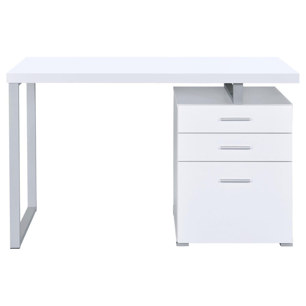 Leoglint White 3-drawer Reversible Office Desk