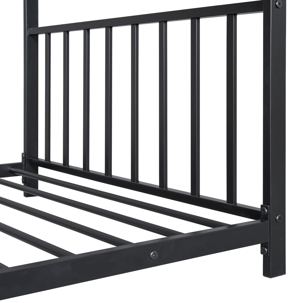 Leoglint Twin Size Metal House Platform Bed Frame, Black