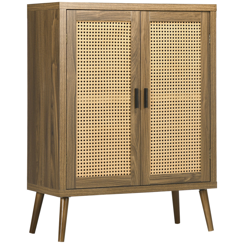 Leoglint Sideboard Buffet Cabinet with Rattan Doors, Brown