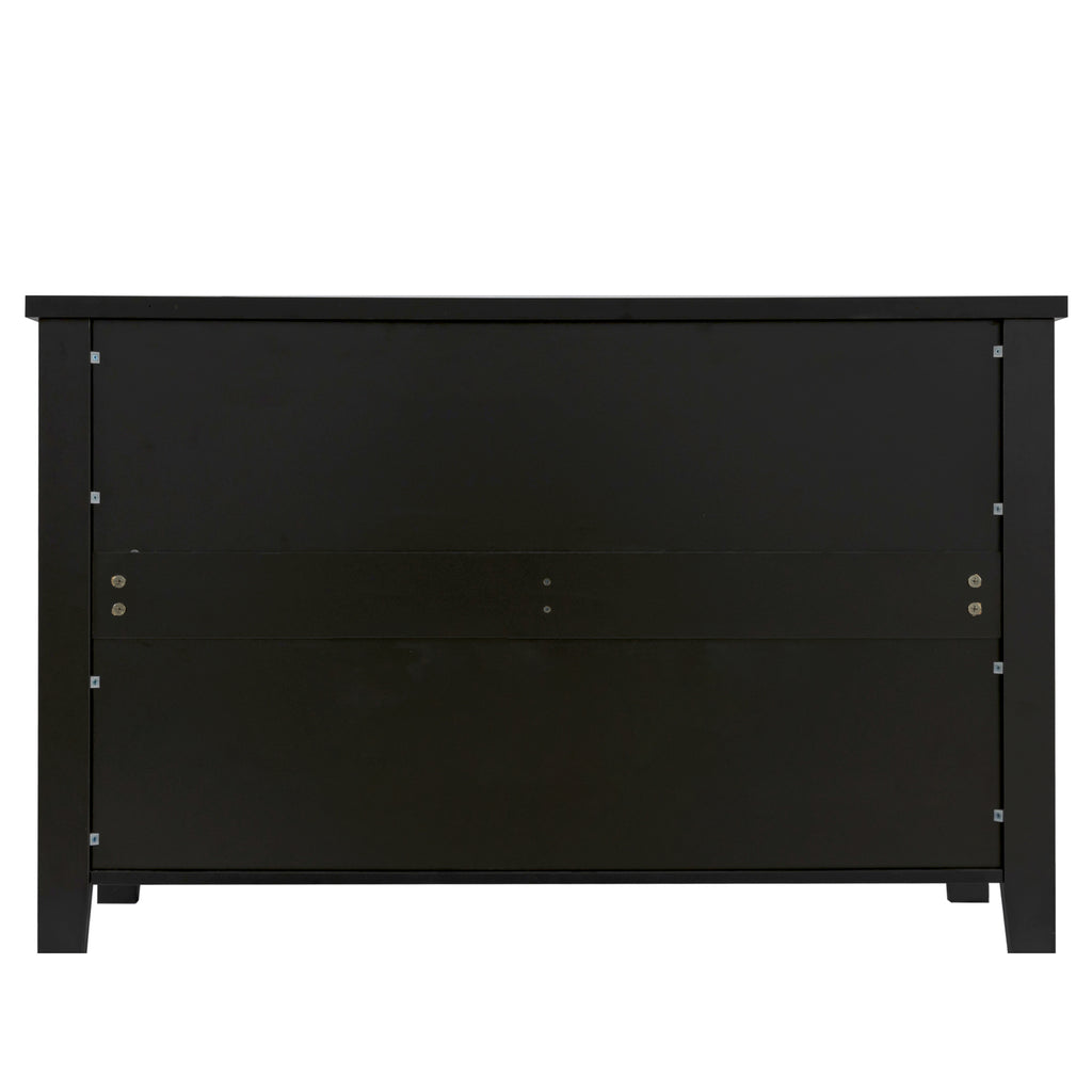 Leoglint Drawer Dresser BAR CABINET side cabinet,buffet sideboard,buffet service counter, solid wood frame,plasticdoor panel,retro shell handle,applicable to dining room, living room, kitchen ,corridor,black