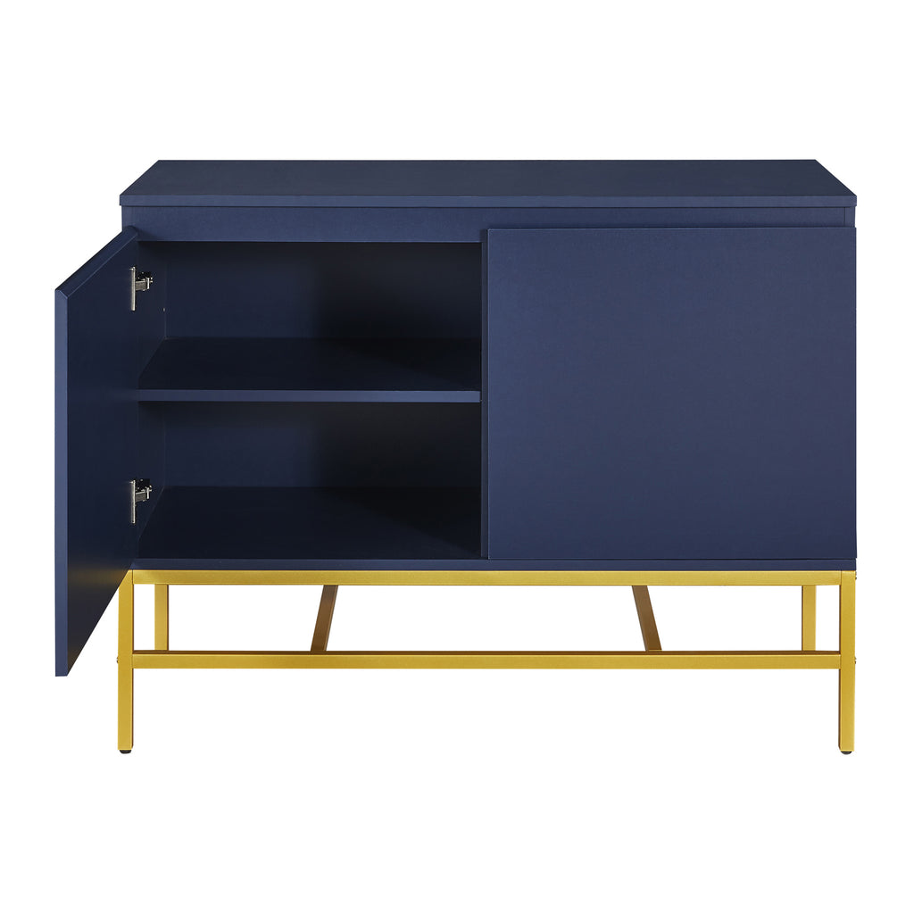 Leoglint TREXM Minimalist & Luxury Cabinet Two Door Sideboard with Gold Metal Legs for Living Room, Dining Room (Navy)