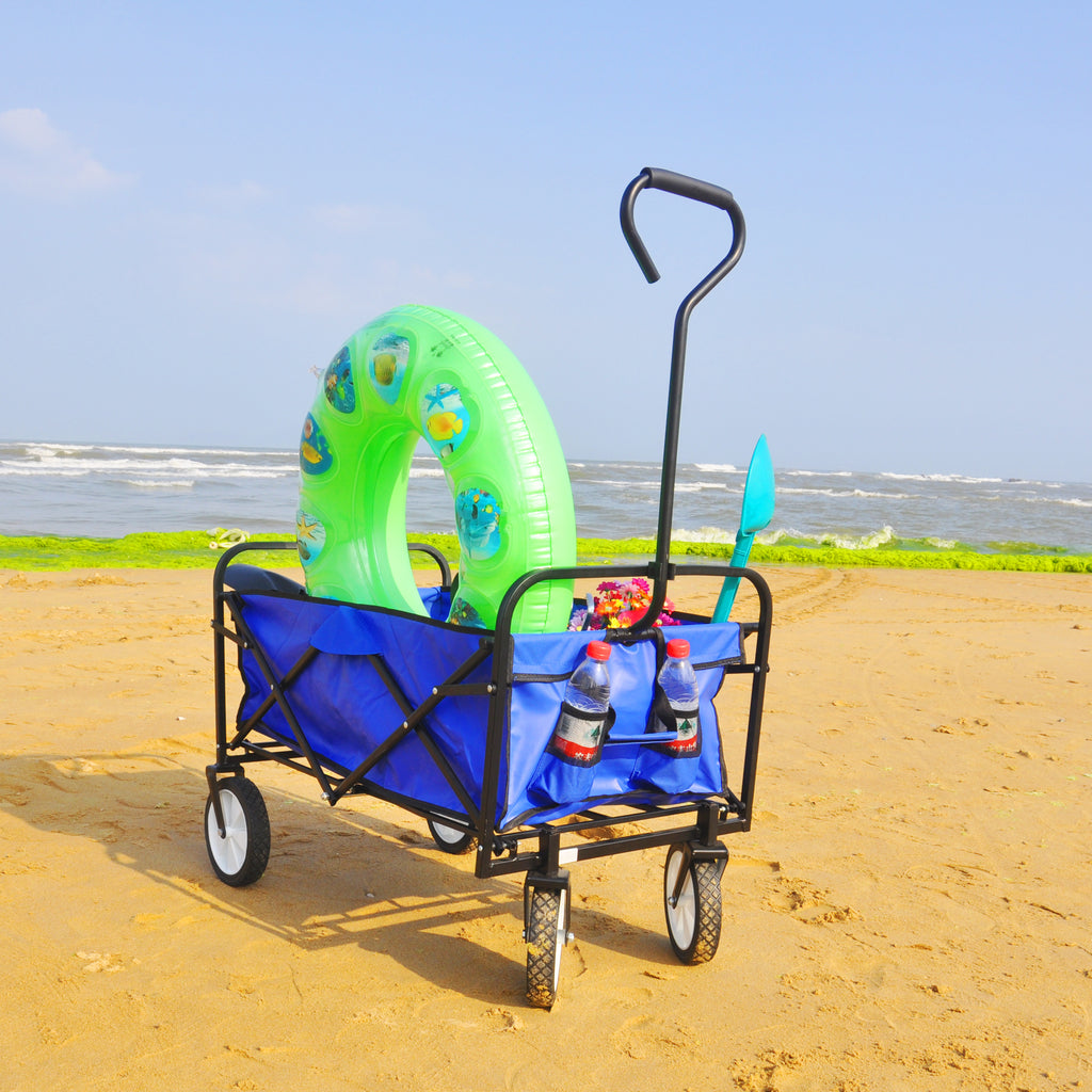 Leoglint Garden cart Folding Wagon Garden Shopping Beach Cart (Blue)