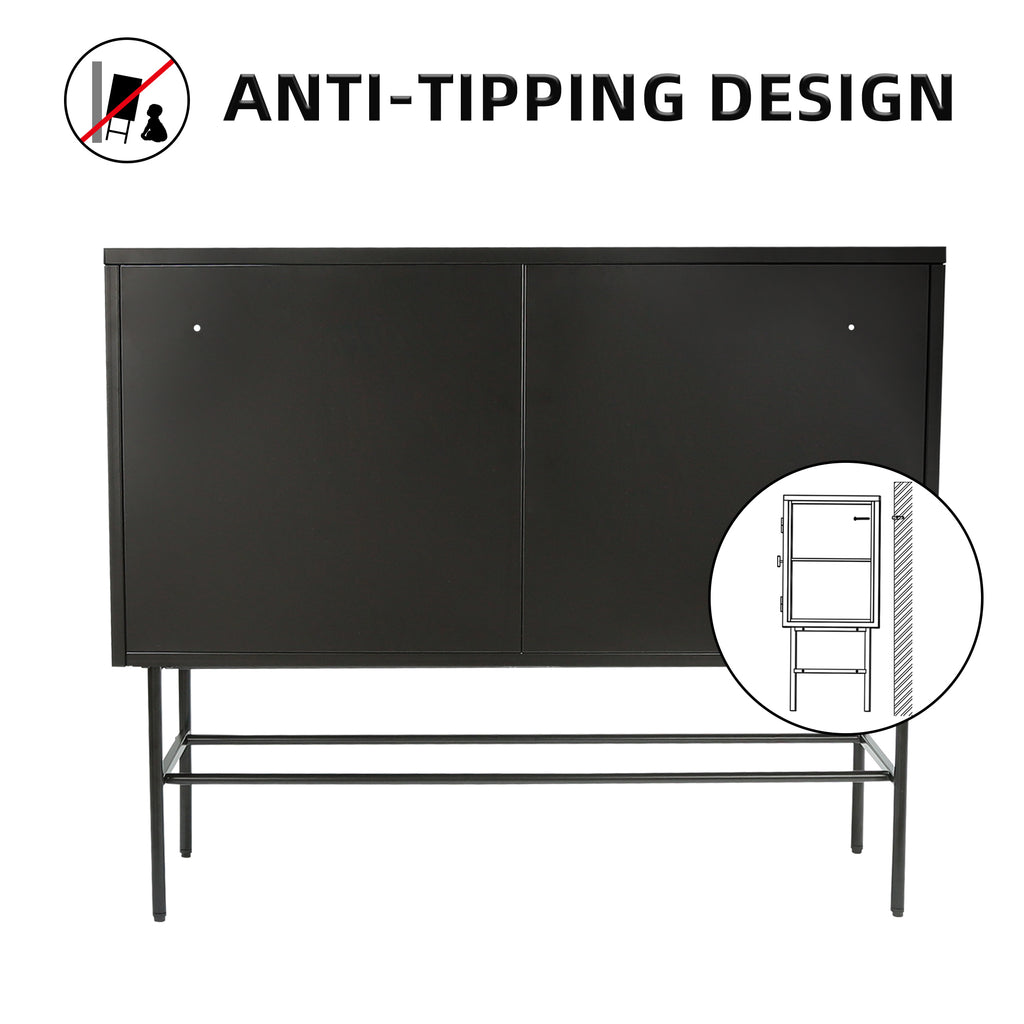 Leoglint Retro Style Console Table Simple Modern Sideboard Storage Cabinet  with Detachable Wide Shelves for Entryway Living Room Bathroom Dining Room BLACK