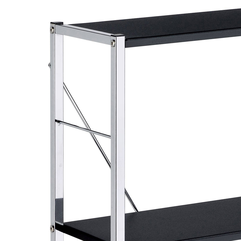 Leoglint Black and Chrome 4-Tier Rectangular Bookshelf