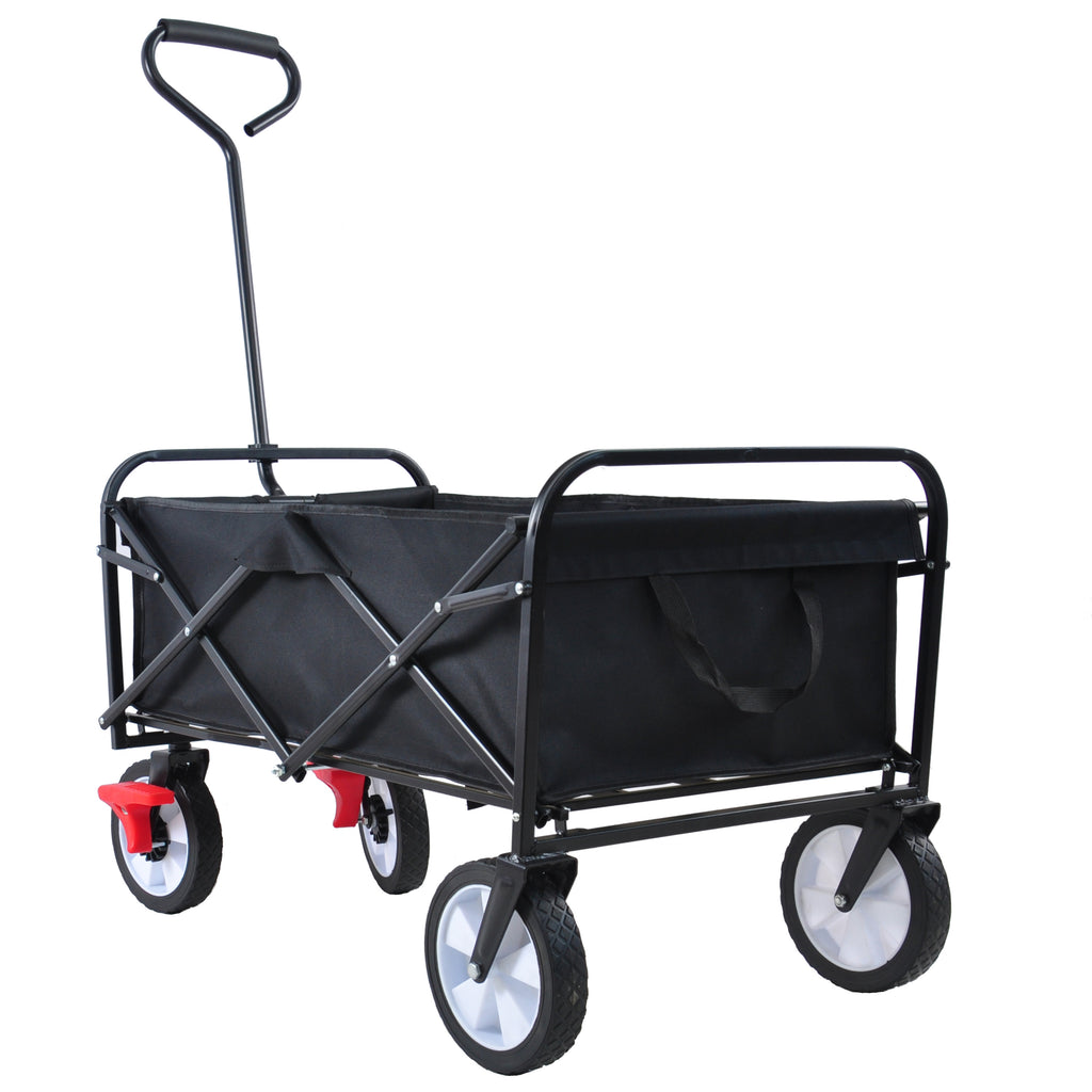 Leoglint Garden cart Folding Wagon Garden Shopping Beach Cart (black)