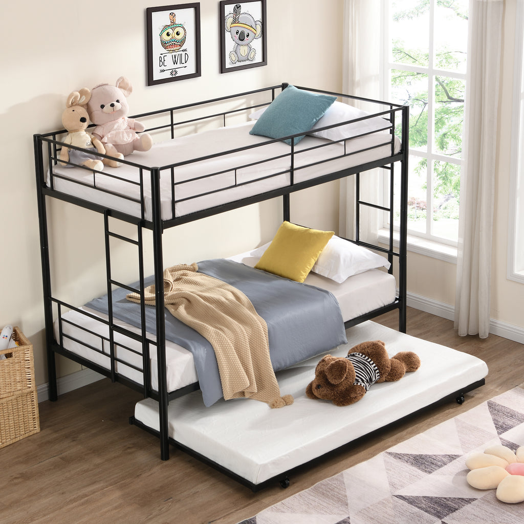 Leoglint METAL Bunk Bed Frame with trundle  Black