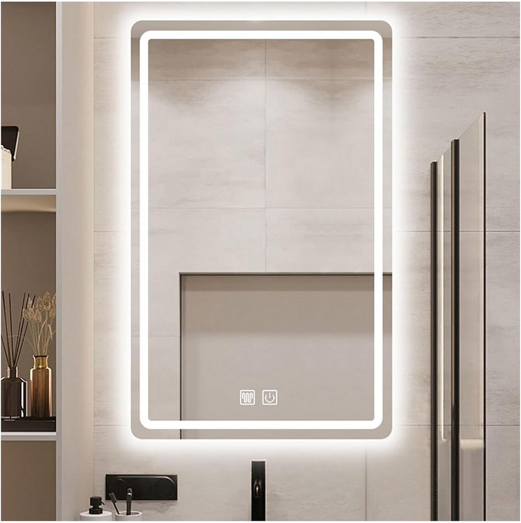 Leoglint LED Bathroom Mirror 24"x 32", Stepless Dimmable Wall Mirrors with Anti-Fog, Shatter-Proof, Memory, 3 Colors Vanity Mirror(Horizontal/Vertical)