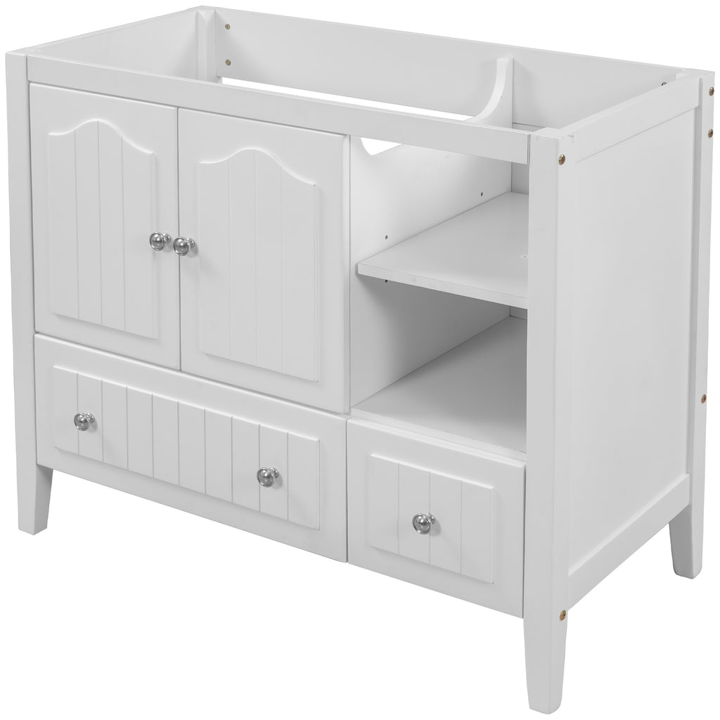 Leoglint 36" Bathroom Vanity Base Only, Solid Wood Frame and MDF Boards, White