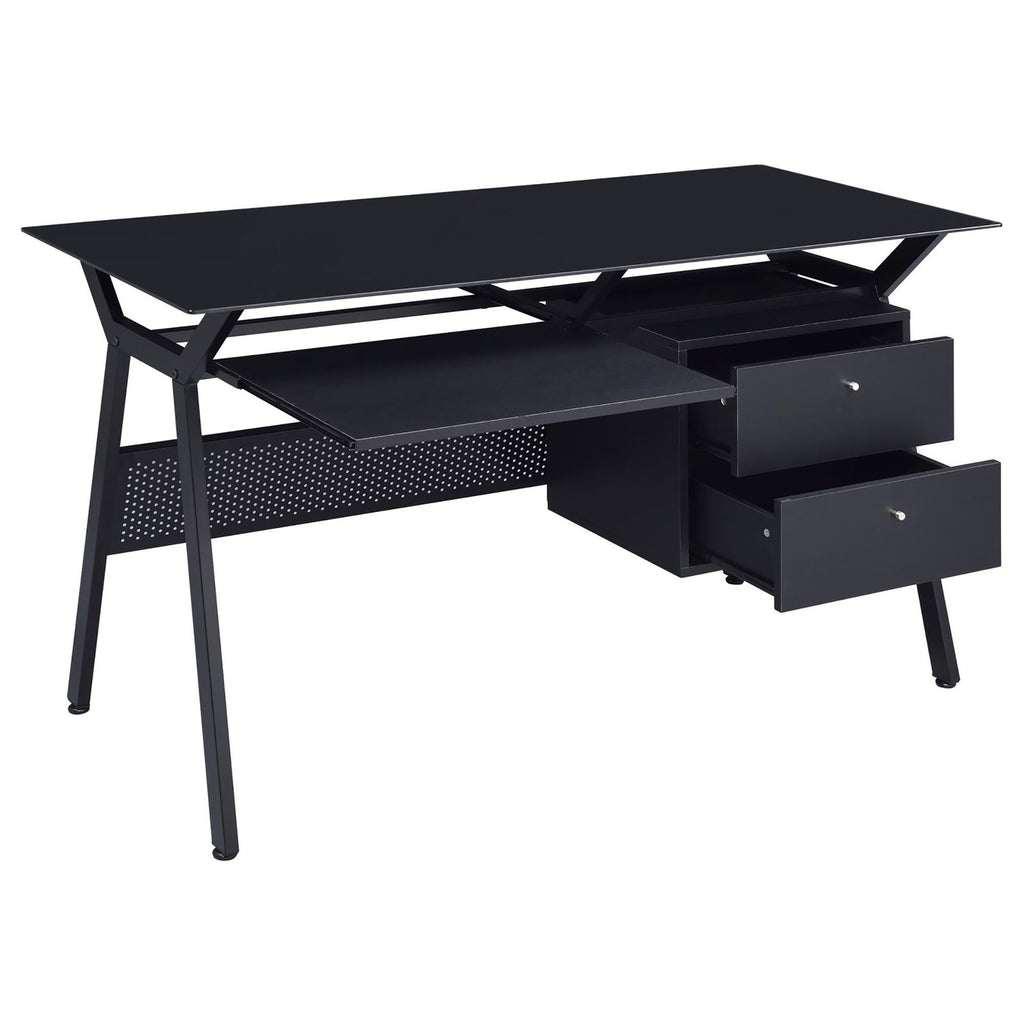 Leoglint Black 2-Drawer Computer Office Desk